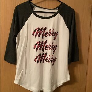 Womens holiday 3/4 sleeve top. Size L. No brand tag
